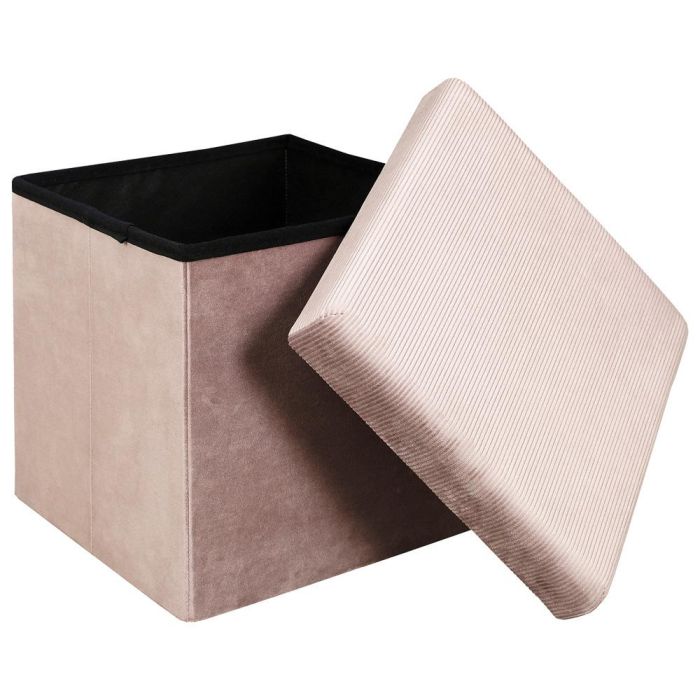 Home Deco Factory Caja Puf Plegable Rosa Terciopelo Colección Lounge 38x38 cm 3
