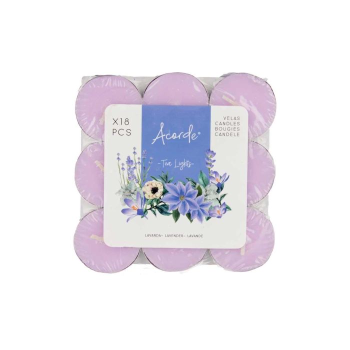 Set 18 Velas Tea Lights Lavanda Acorde 11.5x2x11.5 cm - Fragancia Lila (24 Unidades) 2
