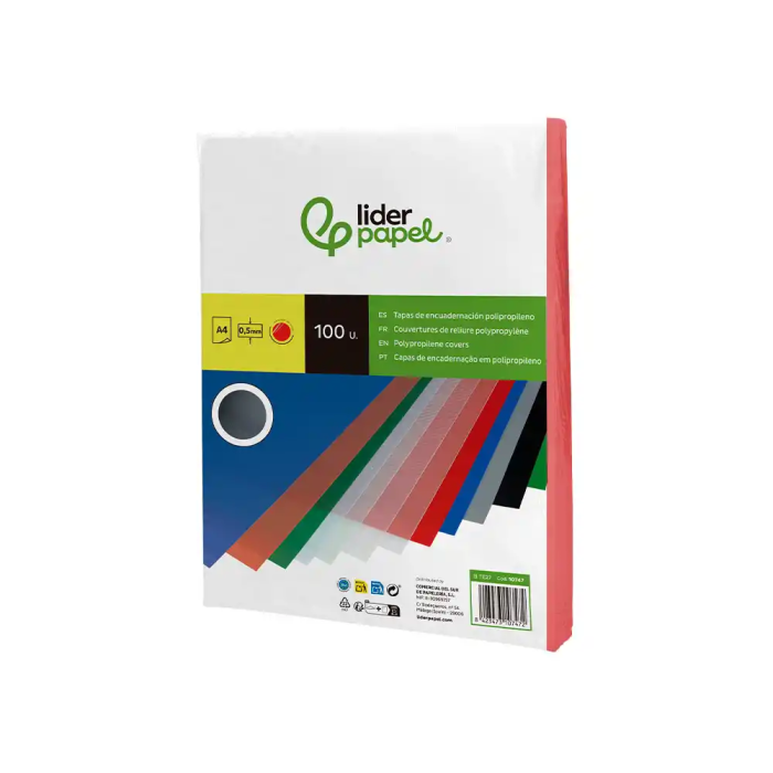 Liderpapel Tapas Polipropileno A4 0.5 mm Rojo Translucido Paquete 100 Unidades 3