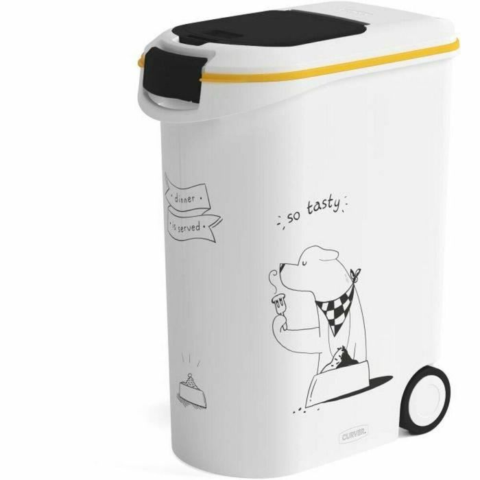 Curver Envase de Alimento Seco para Perros 54 L / 20 kg Blanco con Doble Apertura, Cubo Medidor y Cierre Hermético Curver Envase de Alimento Seco para Perros 54 L / 20 kg Blanco con Doble Apertura, Cubo Medidor y Cierre Hermético