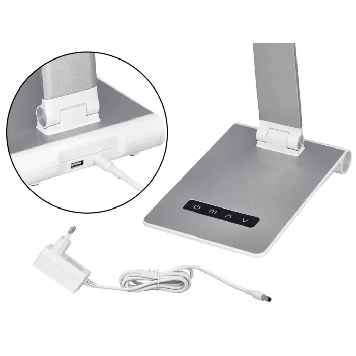 Q-connect Lámpara de Escritorio Sirio LED 13W 800 Lúmenes Táctil 3 Niveles Brillo Regulable Plata 7