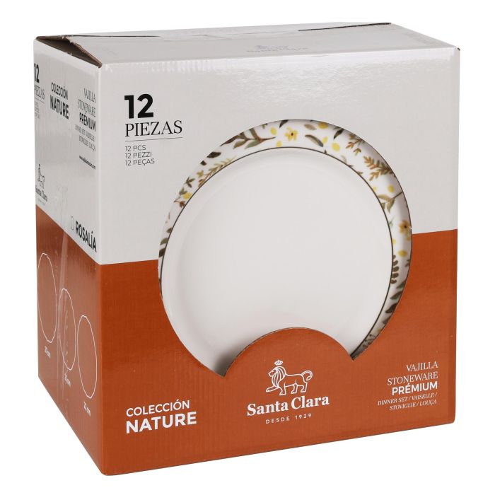 Vajilla Santa Clara Castroverde 12Pcs - Stoneware Vitrificado, Resistente, Apto Lavavajillas y Microondas (2 Unidades) 4 Vajilla Santa Clara Castroverde 12Pcs - Stoneware Vitrificado, Resistente, Apto Lavavajillas y Microondas (2 Unidades) 4