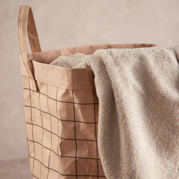 Day Cesta Diámetro 30 cm Altura 30 cm Multiusos Papel Cuadros con Asas 3