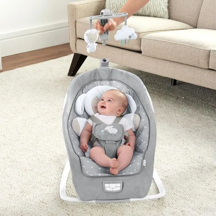 Ingenuity Hamaca Giratoria Automática Cuddle Lamb Asiento Mecedor para Bebé con 3 Posiciones, 12 Melodías y Vibraciones 4