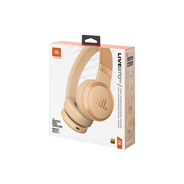 JBL Live 670NC Auriculares Diadema Bluetooth Inalámbricos con Cancelación Activa de Ruido (ANC) - 50h Autonomía, Google Assistant, Alexa, Color Arena 1 JBL Live 670NC Auriculares Diadema Bluetooth Inalámbricos con Cancelación Activa de Ruido (ANC) - 50h Autonomía, Google Assistant, Alexa, Color Arena 1