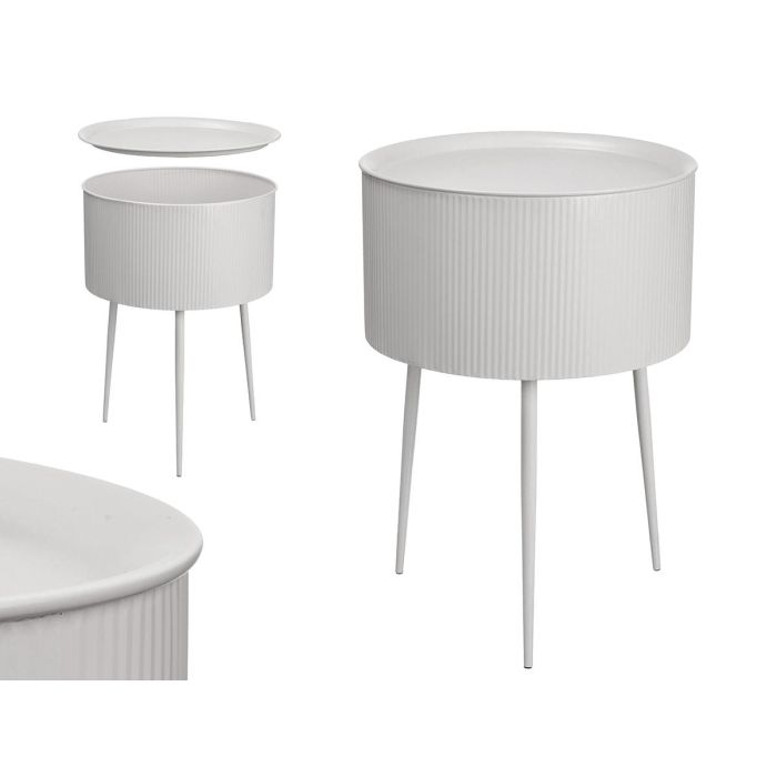Mesa Auxiliar Redonda Base Gris Giftdecor 39x56x39cm Mesa Auxiliar Redonda Base Gris Giftdecor 39x56x39cm