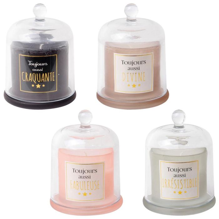 Home Deco Factory Vela con Campana de Cristal Aroma Ámbar Medidas Ø9 cm H12 cm 2