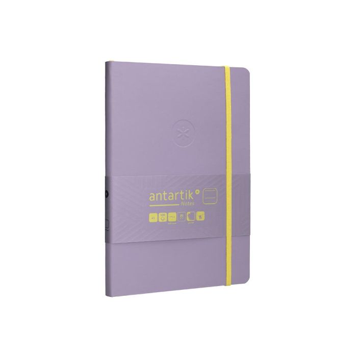 Cuaderno Con Gomilla Antartik Notes Tapa Blanda A5 Hojas Rayas Morado Y Amarillo 80 Hojas 80 gr Fsc 4