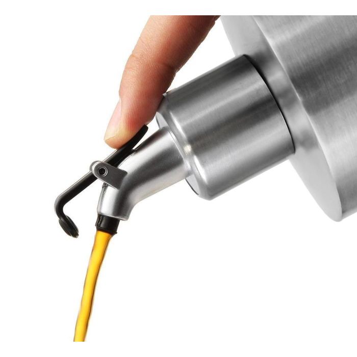 Inde Aceitera de Acero Inoxidable 550 ml con Tapón Quttin - Modelo 48, Medidas: 7 x 7 x 15 cm, Peso: 180 g (12 Unidades)