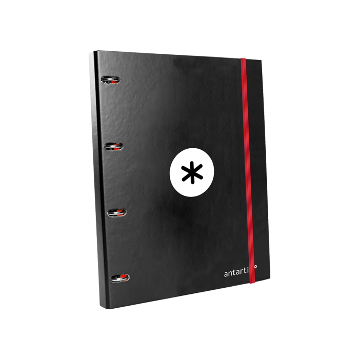 Antartik Carpeta con recambio a4 cuadro 5mm forrada 4 anillas 25mm redondas color negro 100 hojas 100 g/m² 5