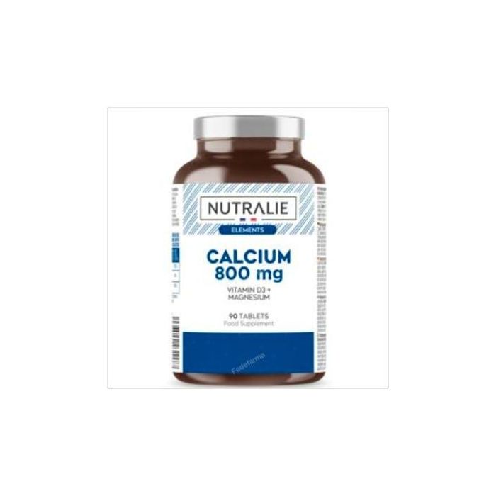 NUTRALIE Calcio 800Mg + Magnesio + Vitamina D3 90 Comp. - Mantenimiento de Huesos, Dientes y Músculos