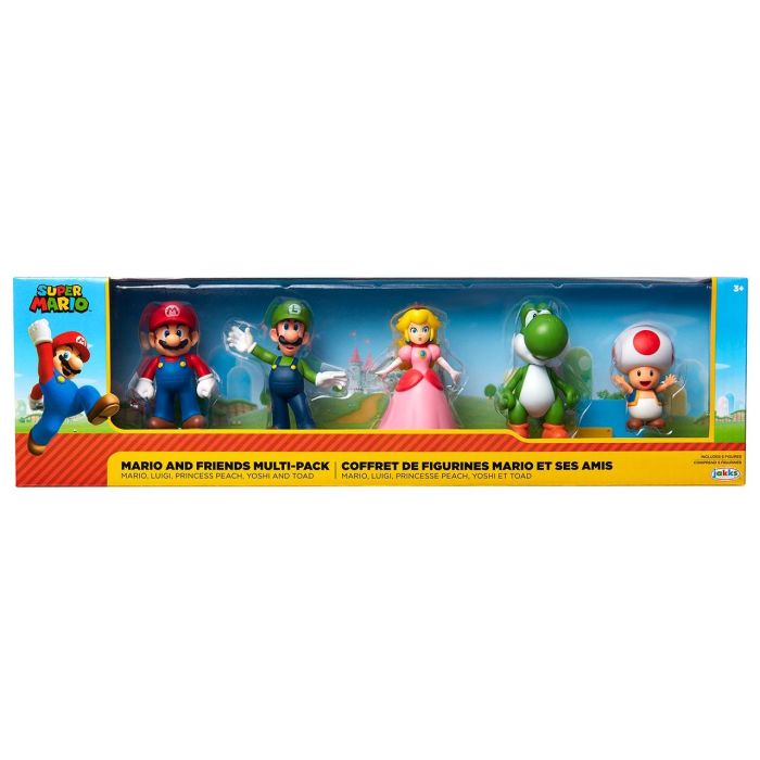 Jakks Pacific 400904 Pack 5 Figuras Super Mario 6cm Articuladas Set Coleccionables Mario, Luigi, Peach, Yoshi, Toad para Niños +3 Años 4