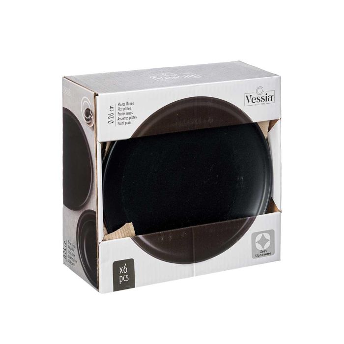 Plato Llano Grande Gres Negro 26.5 cm Vessia (24 Unidades) 2 Plato Llano Grande Gres Negro 26.5 cm Vessia (24 Unidades) 2
