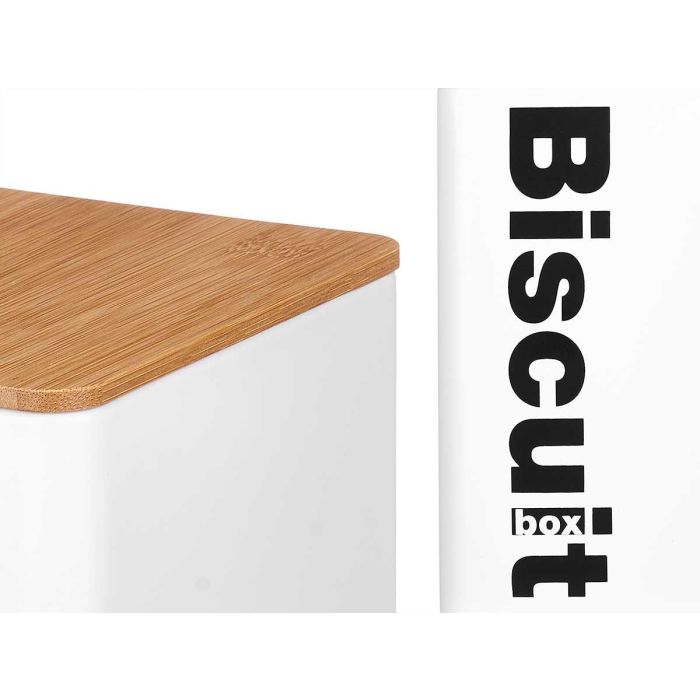 Bote Metal Cuadrado Biscuit Blanco Tapa Bambu Kinvara 14X16CM (6 Unidades) 3 Bote Metal Cuadrado Biscuit Blanco Tapa Bambu Kinvara 14X16CM (6 Unidades) 3