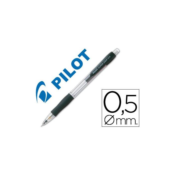 Portaminas Pilot Super Grip Negro 0,5 mm Sujecion De Caucho 12 unidades