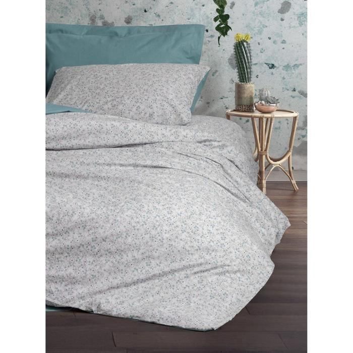 Juego de cama - 1 funda nórdica 220x240 cm + 2 fundas de almohada 60x60 cm - 100% algodón - Menta 2 Juego de cama - 1 funda nórdica 220x240 cm + 2 fundas de almohada 60x60 cm - 100% algodón - Menta 2