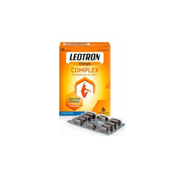 Leotron Complex 30 Cápsulas - Complemento Alimenticio con Jalea Real, Ginseng, 12 Vitaminas y 4 Minerales - Energía para 30 Días, +12 Años