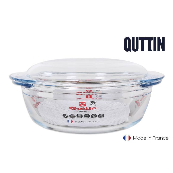 Quttin Cacerola Redonda de Vidrio con Tapa 2.2 + 0.8 Litros, 26.5 x 23 x 11 cm (3 Unidades) 0 Quttin Cacerola Redonda de Vidrio con Tapa 2.2 + 0.8 Litros, 26.5 x 23 x 11 cm (3 Unidades) 0