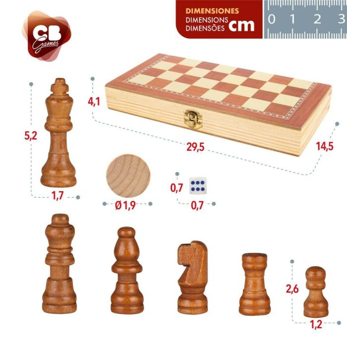 Tablero de Ajedrez y Damas CB Games Madera Backgammon (6 Unidades) 2 Tablero de Ajedrez y Damas CB Games Madera Backgammon (6 Unidades) 2