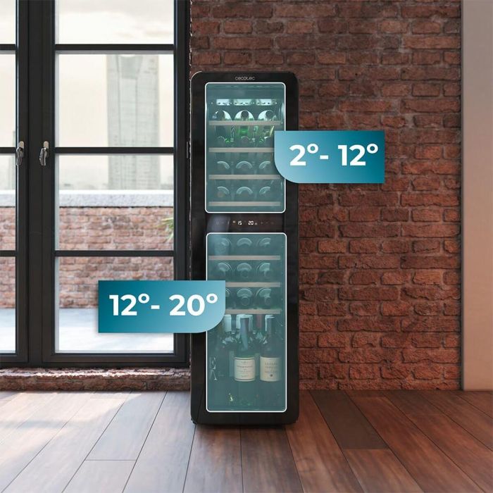Cecotec Vinoteca 30 botellas GrandSommelier Origin Duo 30 Hit LED NoFrost 2 zonas display 10