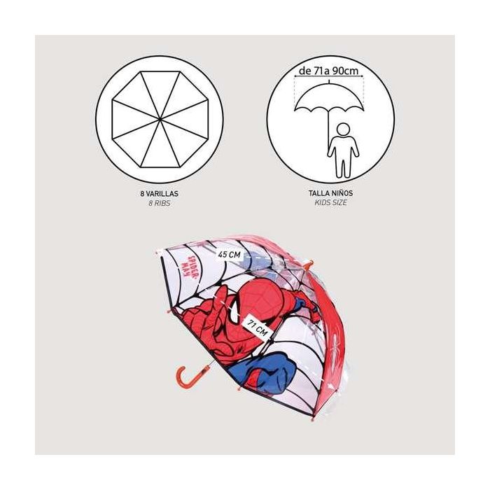 Cerdá Paraguas Manual Burbuja Spiderman Infantil Rojo 100% POE para Niños 2-8 Años 3 Cerdá Paraguas Manual Burbuja Spiderman Infantil Rojo 100% POE para Niños 2-8 Años 3