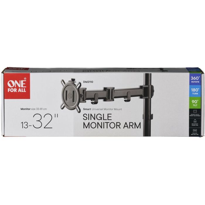 Soporte inteligente para monitor - UNO PARA TODOS - VESA 100 - Brazo simple - 13 y 32" - 8 kg máx. - Altura ajustable - Negro 1 Soporte inteligente para monitor - UNO PARA TODOS - VESA 100 - Brazo simple - 13 y 32" - 8 kg máx. - Altura ajustable - Negro 1