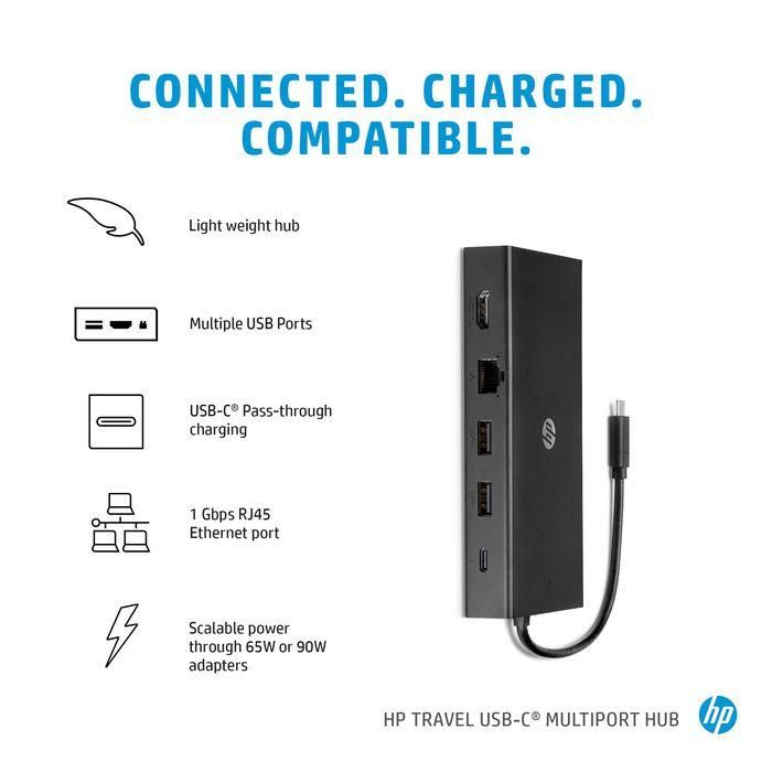 HP Hub Multi Puerto USB-C para Viajes con HDMI, VGA, Ethernet y Carga 0.378 lb / 171 g 5