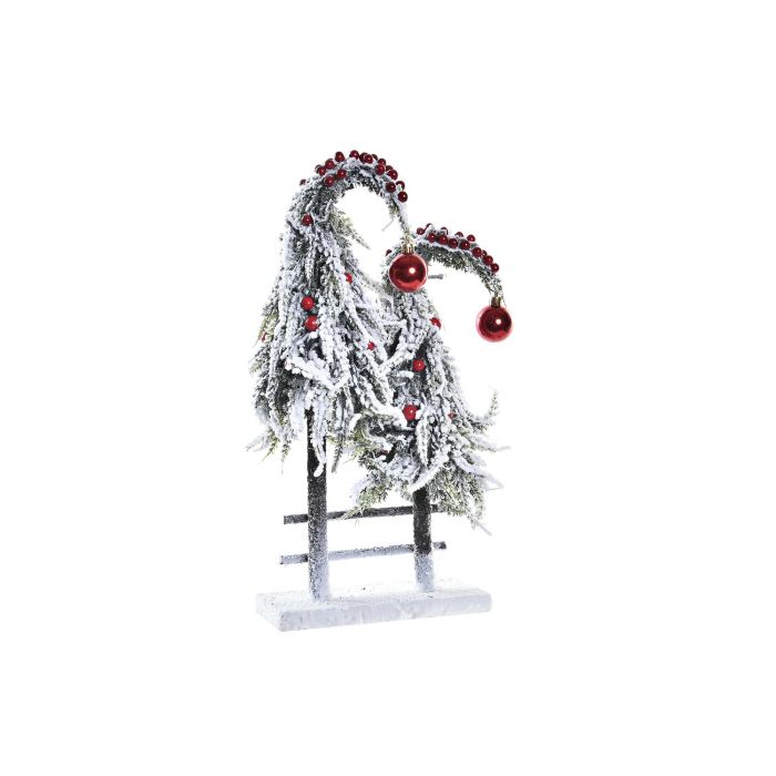 DKD Home Decor Árbol de Navidad Tradicional Blanco, Rosa y Verde, 45x23x10 cm, de PVC y LED (2 Unidades)