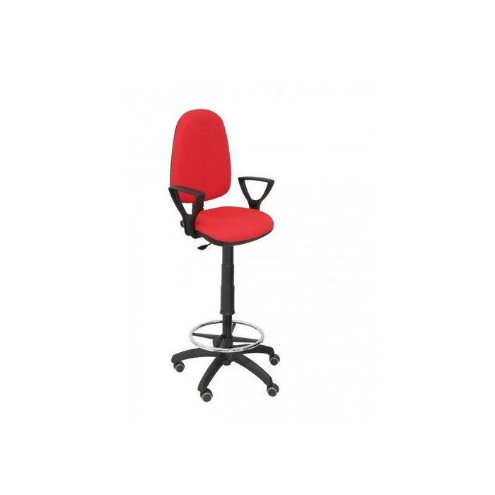 Taburete Piqueras Y Crespo Ayna Brazos Fijos Ergonomico Mecanismo De Contacto Permanente Regulable En Altura Y Aro Reposapies Ruedas De Parquet Asiento Y Respaldo Tapizados Bali Rojo