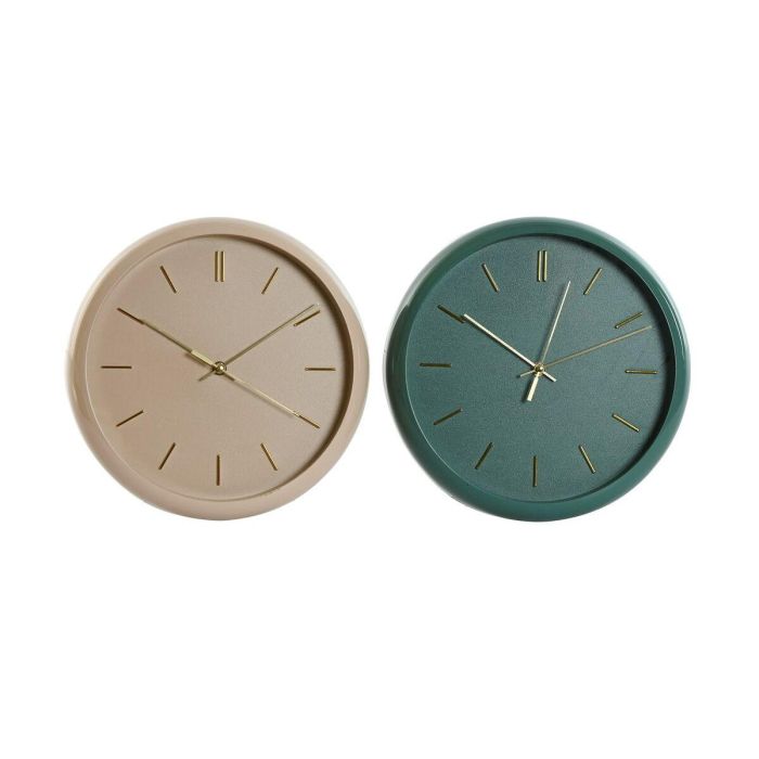 Reloj Pared Moderno DKD Home Decor Verde Rosa 4 x 30 x 30 cm (2 Unidades)