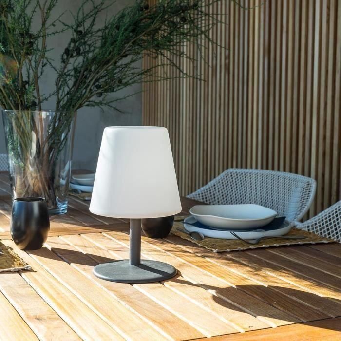 Lámpara de mesa LED LUMISKY Inalámbrica Standy Mini Rock - Al. 25 cm - Gris y blanco 2 Lámpara de mesa LED LUMISKY Inalámbrica Standy Mini Rock - Al. 25 cm - Gris y blanco 2