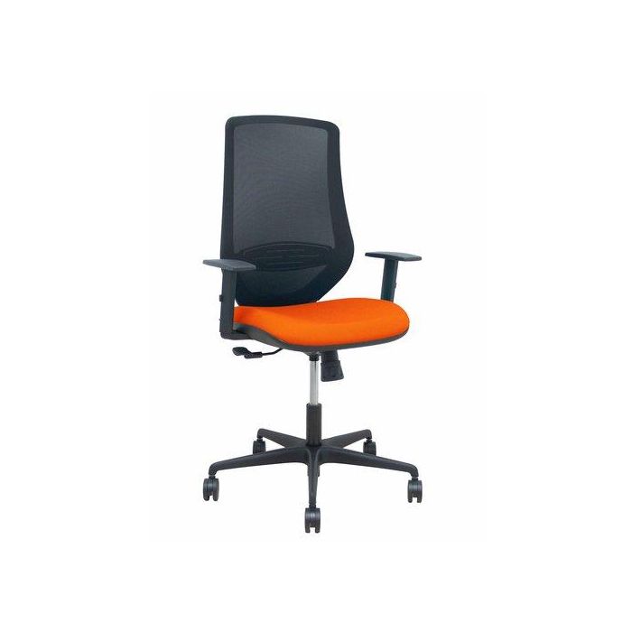 Silla Piqueras Y Crespo Mardos Brazos Regulables Ergonomica Mecanismo Basculante Respaldo Malla Negra Asiento Tapizado Bali Naranja Oscuro