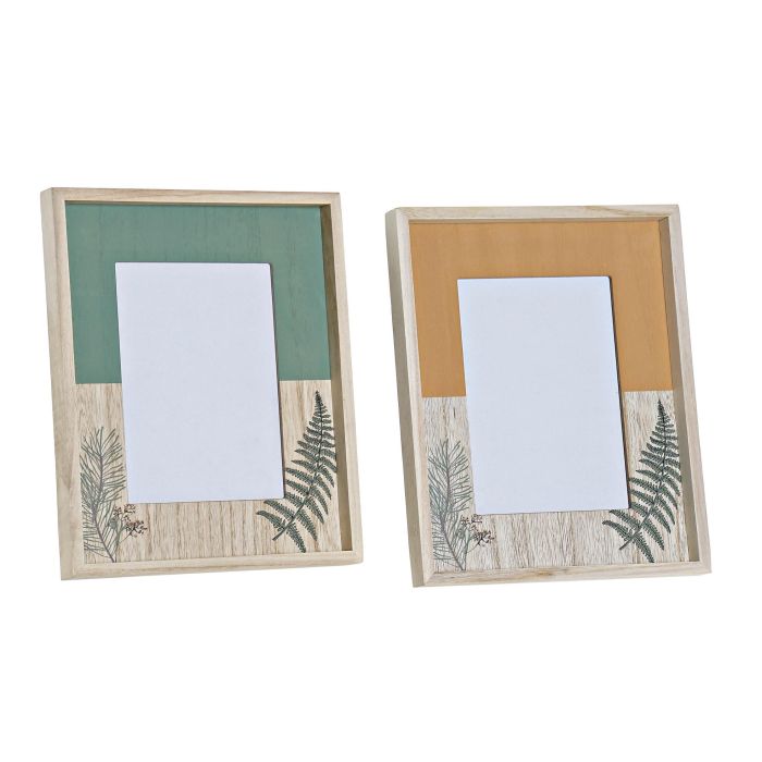 DKD Home Decor Marco de Fotos Scandi 13x18 cm Madera y Cristal Verde Terracota Pack de 4 unidades