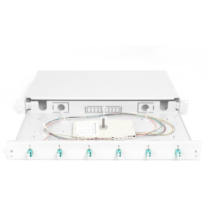 DIGITUS LWL Spleißbox 1HE bestückt 6x LC DX OM3 grau 6
