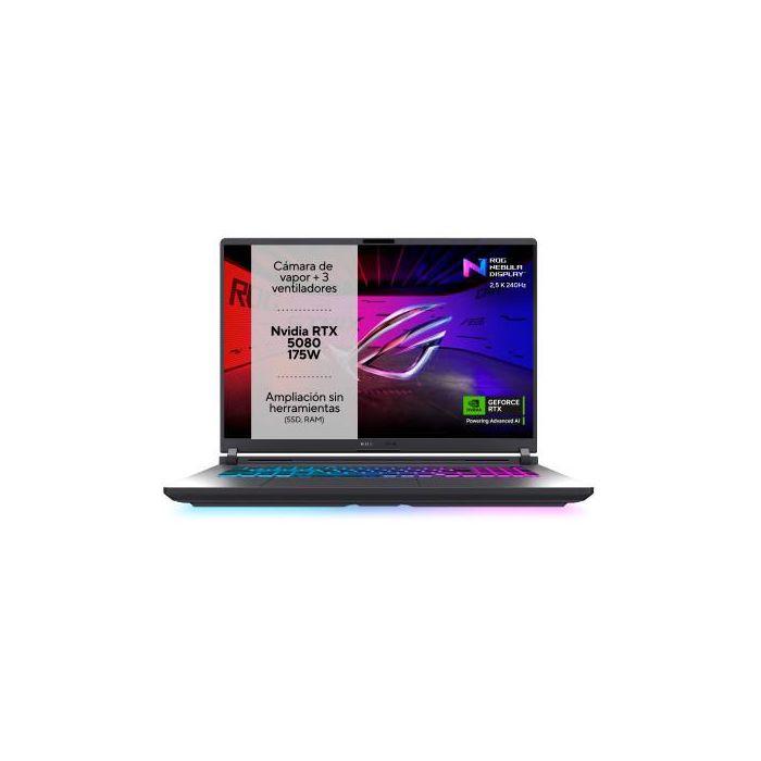 ASUS ROG Strix G18 G815LW-S9046 - Ordenador Portátil Gaming de 18" WQXGA 240Hz (Core Ultra 9 275HX, 32GB RAM, 1TB SSD, RTX 5080 16GB, Sin Sistema Operativo) Gris Eclipse - Teclado QWERTY español 1 ASUS ROG Strix G18 G815LW-S9046 - Ordenador Portátil Gaming de 18" WQXGA 240Hz (Core Ultra 9 275HX, 32GB RAM, 1TB SSD, RTX 5080 16GB, Sin Sistema Operativo) Gris Eclipse - Teclado QWERTY español 1