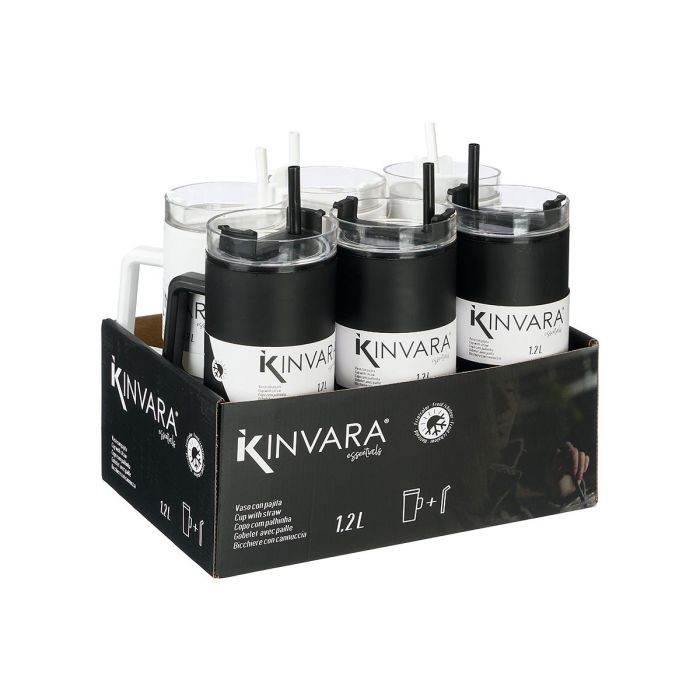 Vaso Asa Pajita Blanco Negro 1200Ml Surtidos Kinvara 10x26x10cm (12 Unidades) 1 Vaso Asa Pajita Blanco Negro 1200Ml Surtidos Kinvara 10x26x10cm (12 Unidades) 1