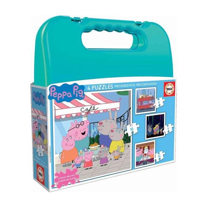 Puzzles progresivos 6-9-12-16 piezas peppa pig en maletin Puzzles progresivos 6-9-12-16 piezas peppa pig en maletin