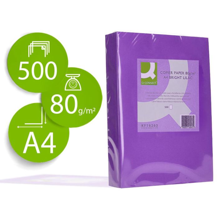 Papel Color Q-Connect Din A4 80 gr Lila Intenso Paquete De 500 Hojas