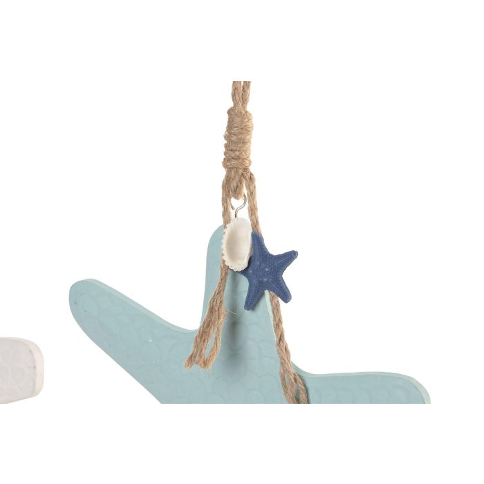 DKD Home Decor Decoracion Colgante Mediterraneo Blanco Azul Resina Cuerda 1.5 x 35 x 21.5 cm (12 Unidades)