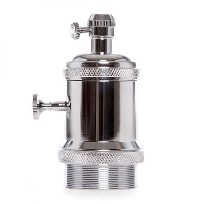 Portalámparas E27 Baquelita Interruptor Rotativo Color Cromo, 230V, Ø49.2mm para Lámparas de Diseño Vintage - AM-AH008 0 Portalámparas E27 Baquelita Interruptor Rotativo Color Cromo, 230V, Ø49.2mm para Lámparas de Diseño Vintage - AM-AH008 0