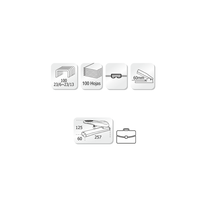 Kangaro Grapadora Heavy Duty DS-23S13QL KGDS23S13QL para 100 Hojas, Construcción Metálica y Plástico 1