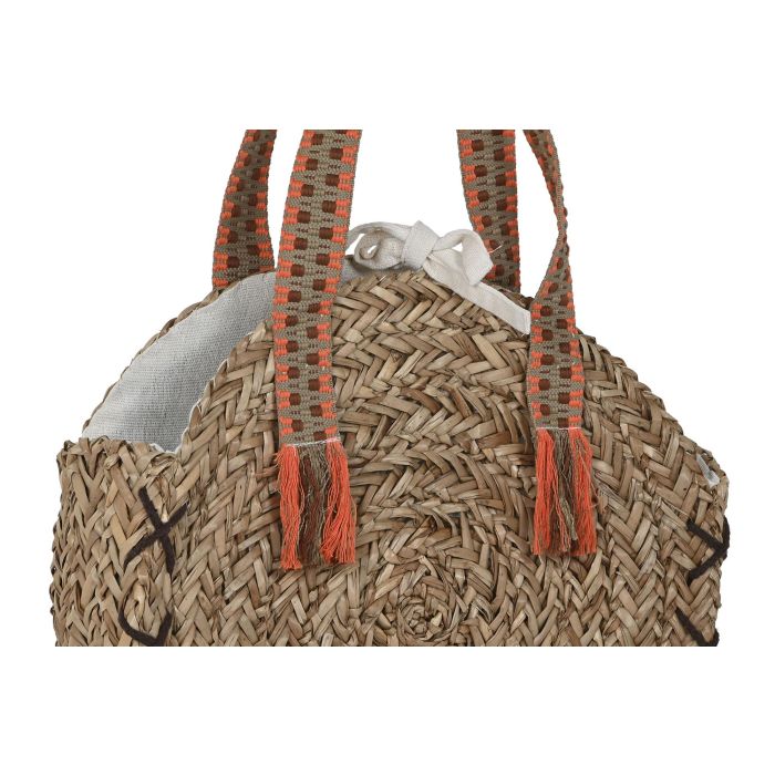 DKD Home Decor Bolso Mediterráneo Étnico Hecho a Mano de Seagrass Naranja Marrón con Cierre a Presión 66 x 41 x 10 cm (2 Unidades) 1
