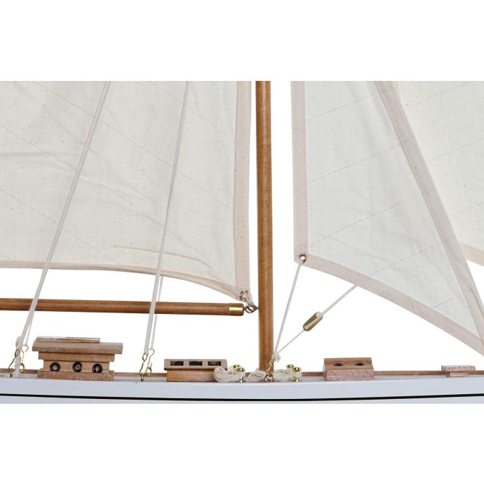 DKD Home Decor Barco Mediterráneo Blanco de Madera y Algodón 60 x 11 x 85 cm 3 DKD Home Decor Barco Mediterráneo Blanco de Madera y Algodón 60 x 11 x 85 cm 3