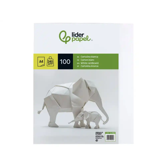 Liderpapel Cartulina A4 240g/m2 Blanco Paquete de 100 Hojas 2