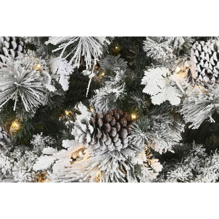 DKD Home Decor Árbol de Navidad Artificial Alpina Blanco PVC con Luz Cálida LED, Piñas, 1312 Ramas y 240 cm Alto 2