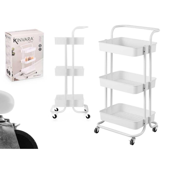 Carro Organizador Kinvara 3 Pisos Blanco 42x35.5x86 cm