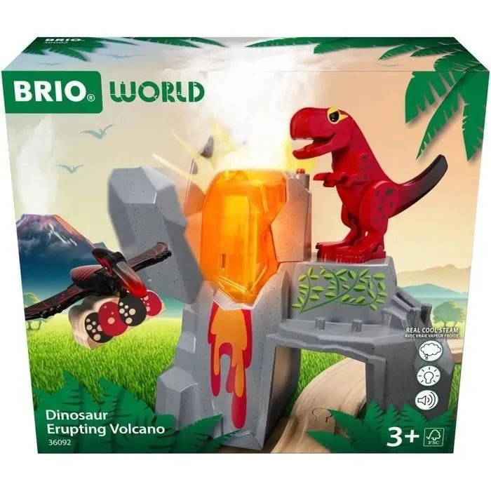 Brio Volcán en erupción de dinosaurios RAV7312350360929 - Accesorio de circuito de tren de madera, acción de juego sin batería/imán, edades 3+ 3