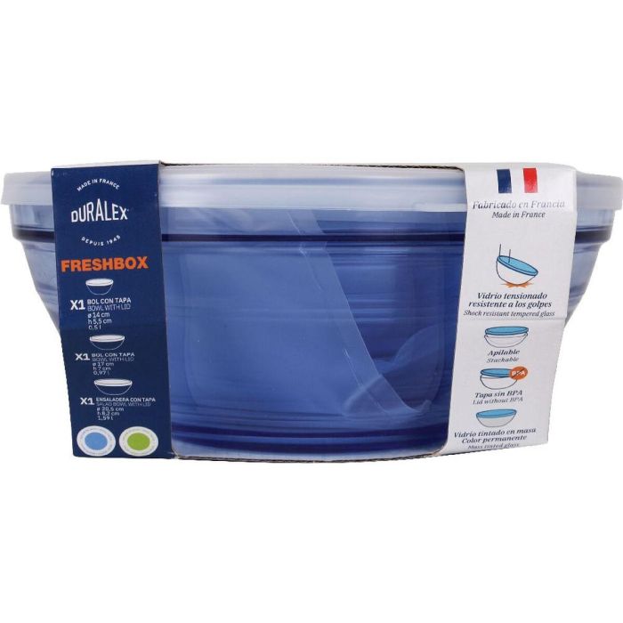 Set de Cuencos Duralex Marine Azul Con Tapa 3 Piezas 2 Set de Cuencos Duralex Marine Azul Con Tapa 3 Piezas 2