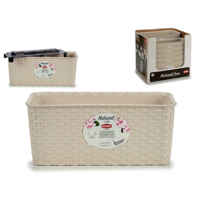 Jardinera Natural Reser Agua 30 cm Beige Stefanplast - 29x13x11 cm, Plástico, Color Camel (12 Unidades) Jardinera Natural Reser Agua 30 cm Beige Stefanplast - 29x13x11 cm, Plástico, Color Camel (12 Unidades)