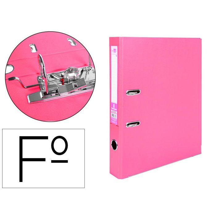 Archivador De Palanca Liderpapel Folio Documenta Forrado Pvc Con Rado Lomo 52 mm Rosa Compresor Metalico 6 unidades